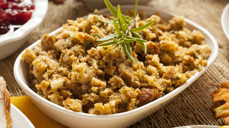 Stuffing garnished with rosemary