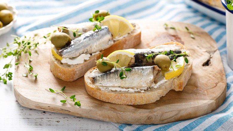 Sardine sandwiches on board