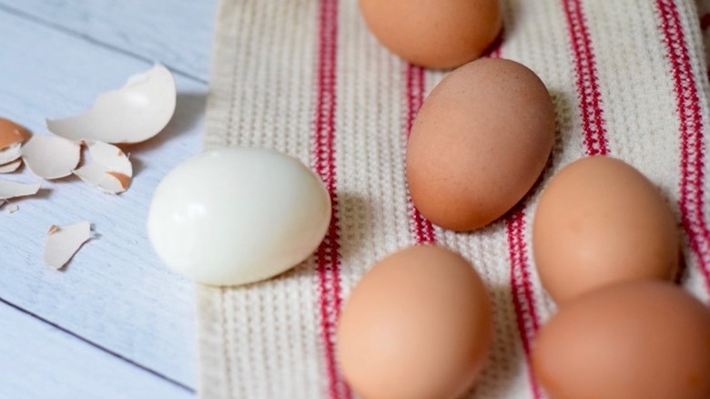 peeled hard boiled eggs