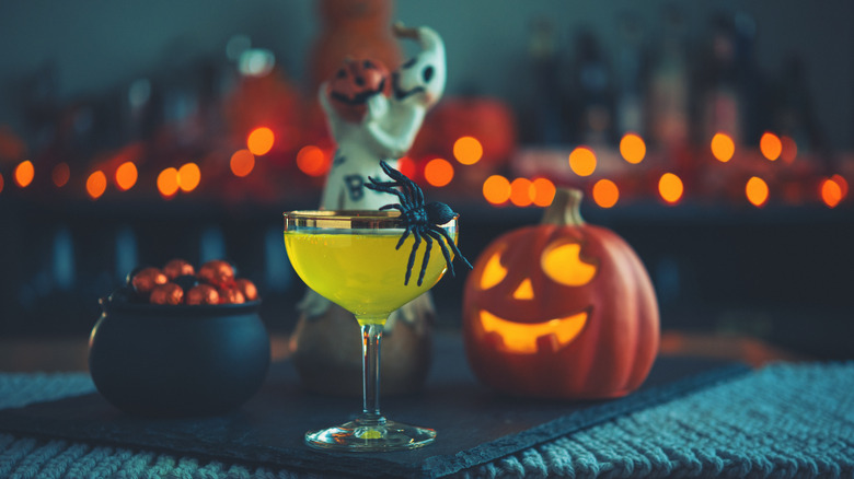 Halloween cocktail in coupe glass