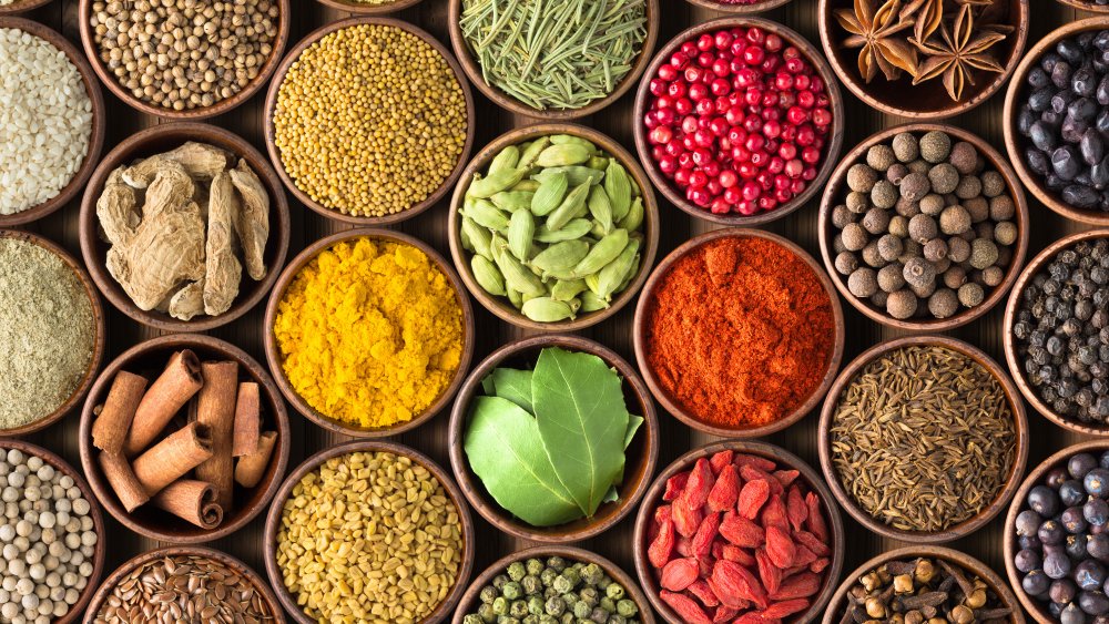 A collection of spices in bowls