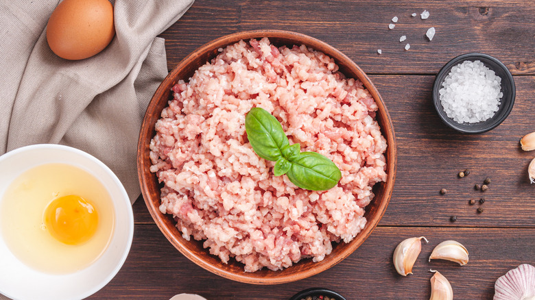 raw ground turkey in bowl