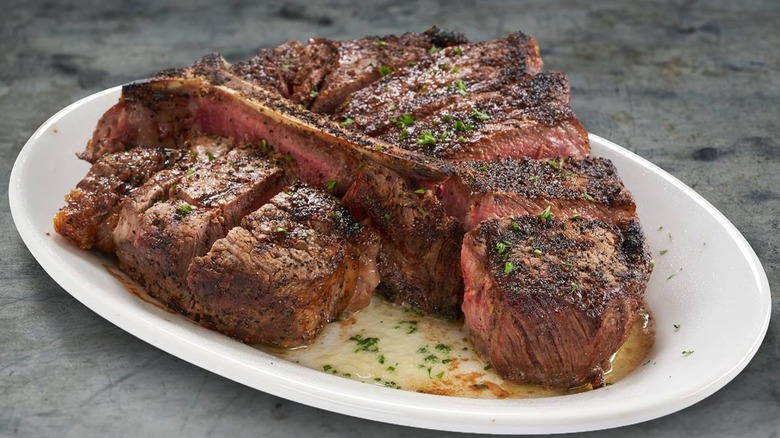 sliced porterhouse steak