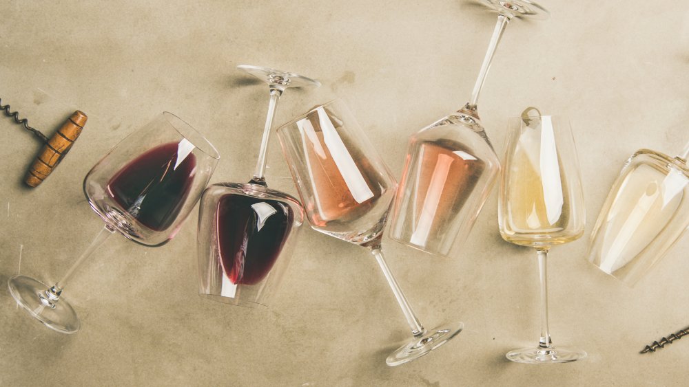 glasses of different colors of wine