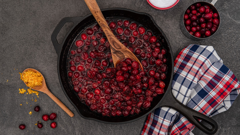 Cranberry sauce in skillet