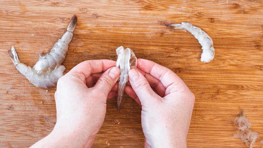 peeling shrimp