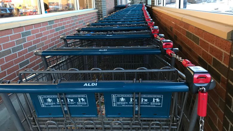 Locked shopping carts at Aldi