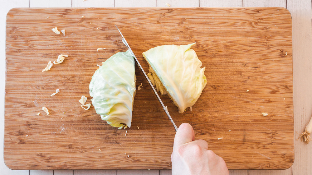 cut cabbage into wedges