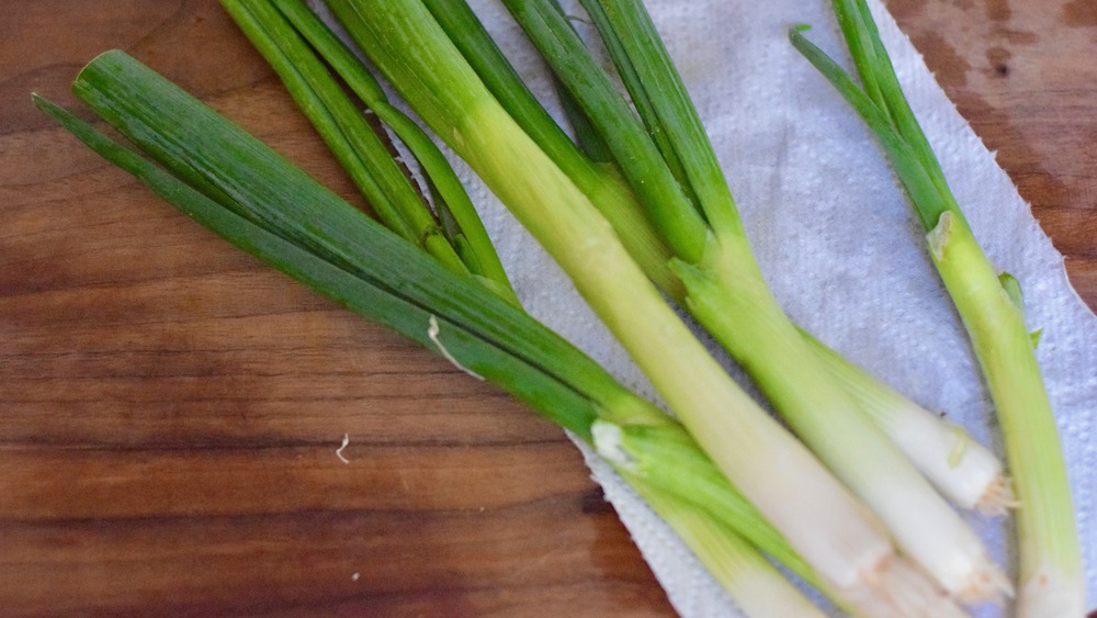 rinsed green onions