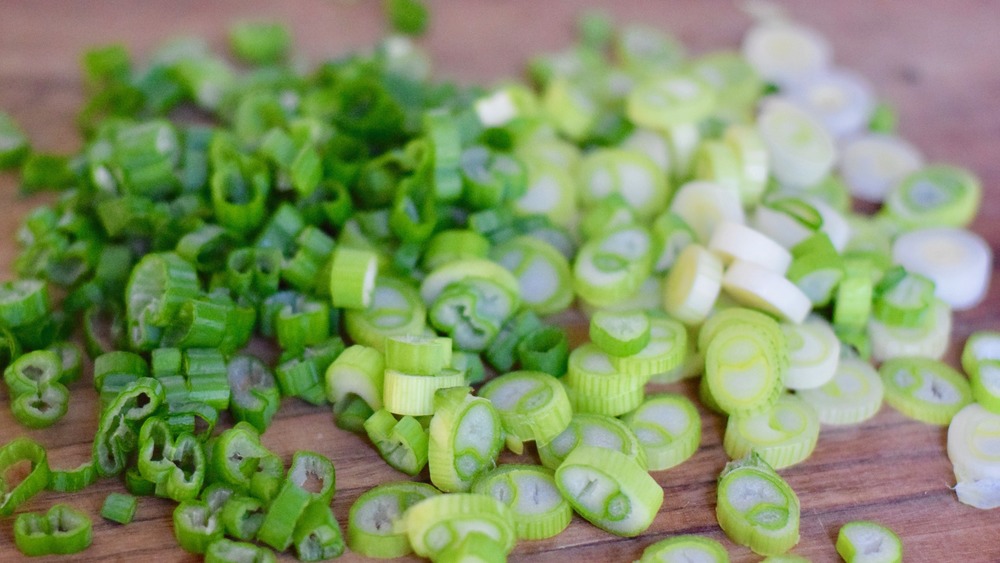 green onions, white and green parts