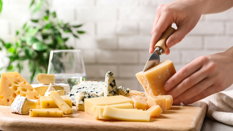 Cutting parmesan cheese