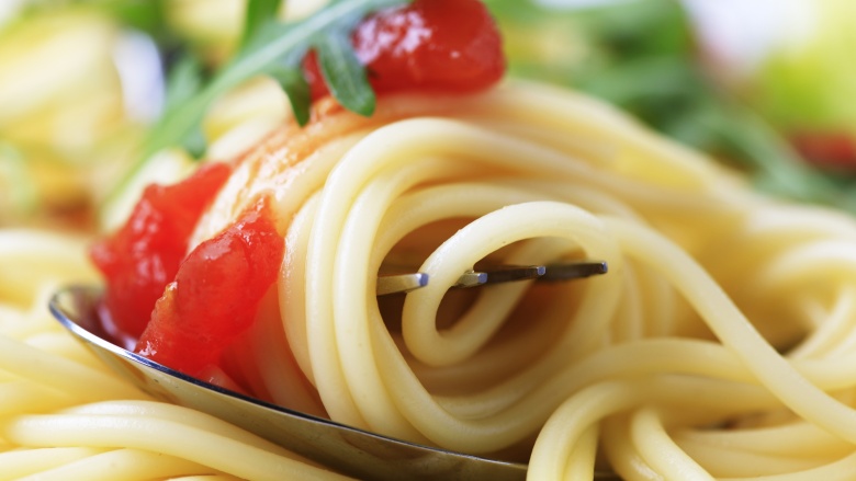 spaghetti with fork and spoon