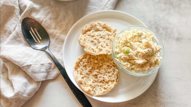 English muffins with chicken salad