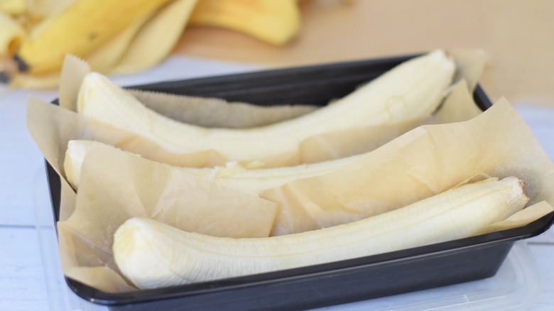 whole bananas ready to freeze