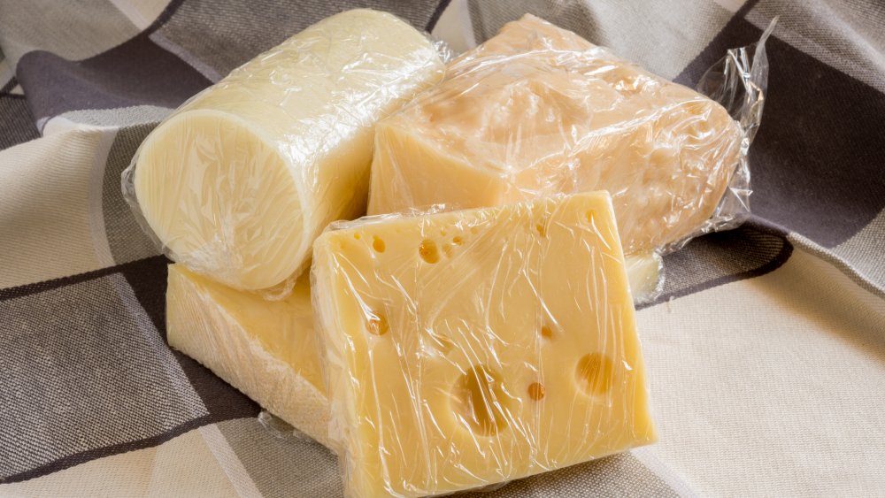 cheese in plastic wrap