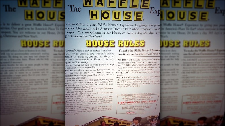 Waffle House's house rules list