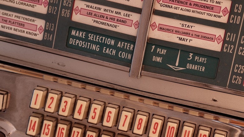 vintage jukebox with song titles