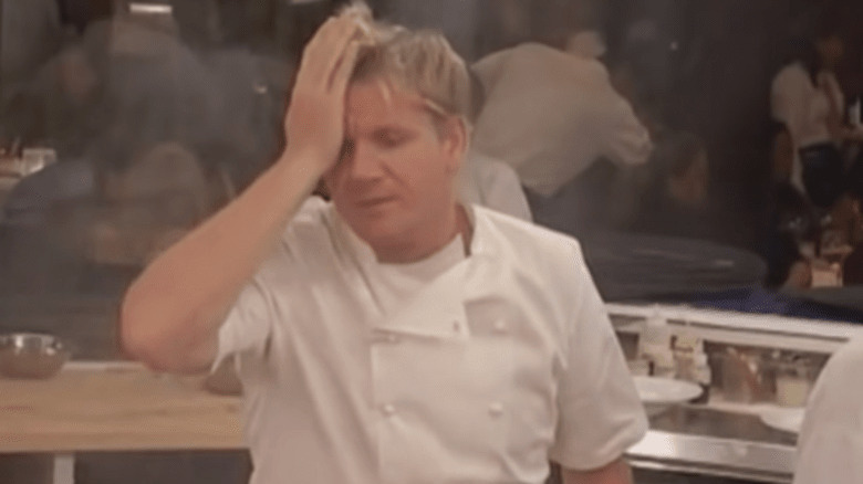 An upset Gordon Ramsay on Hell's Kitchen