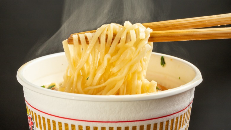 cup noodles with chopsticks