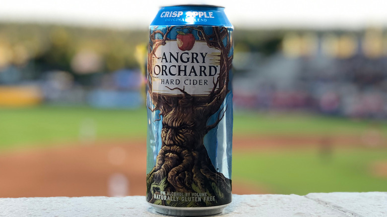 Angry Orchard can on ledge