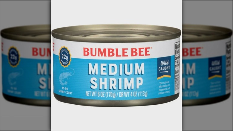 Bumble Bee shrimp can on white