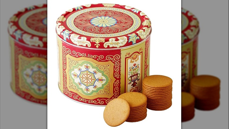 gingerbread cookies and tin container