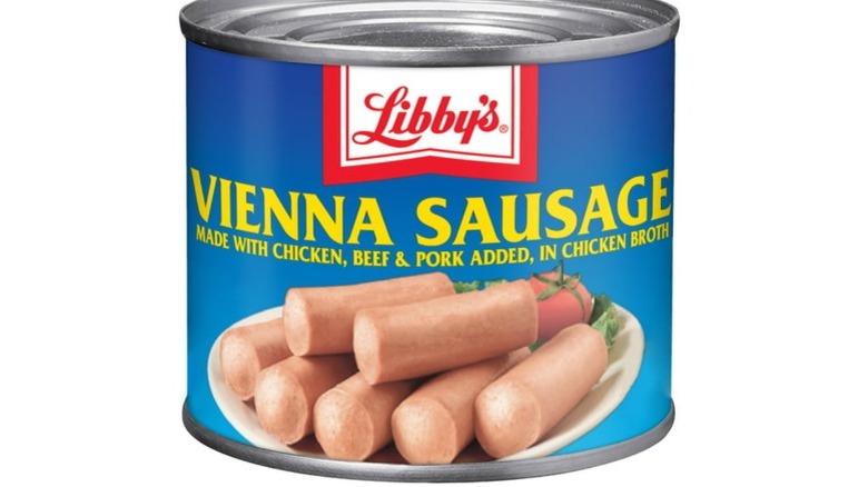 Vienna sausage can on white