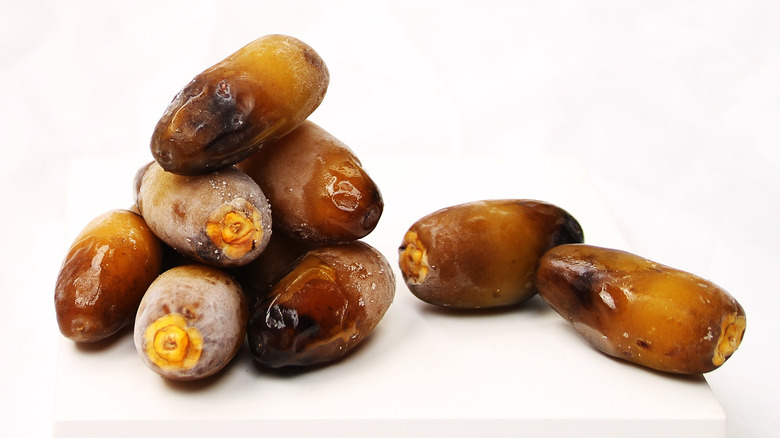 Frozen dates on white background