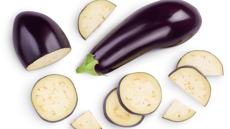 Sliced eggplants