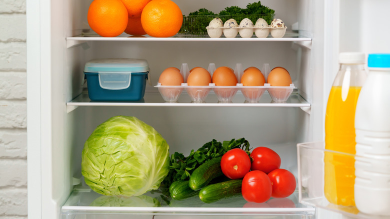 Food inside of refrigerator