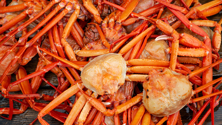 Pile of large red crabs