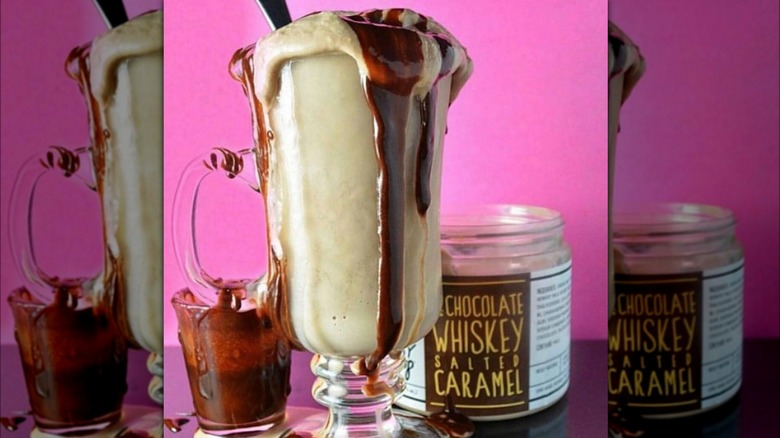 Chocolate whiskey salted caramel float