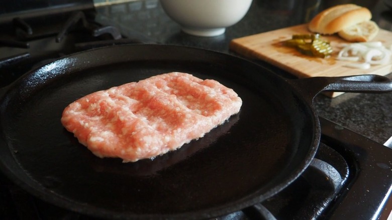 pork patty with ridges