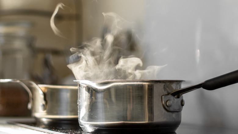 boiling water in a pot 