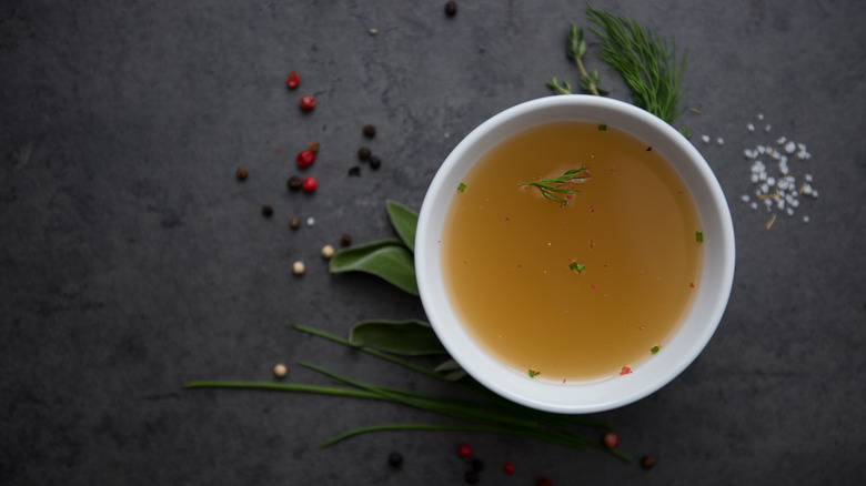 Broth in a bowl