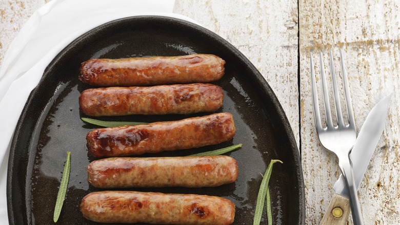 Breakfast sausage in pan