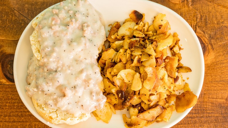 Biscuits and gravy with potatoes