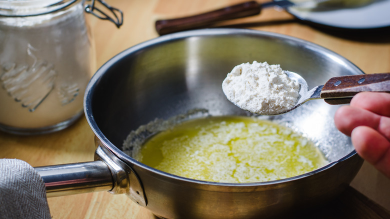 Cooking roux on stove