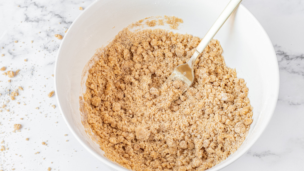 mixing streusel topping