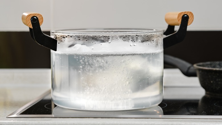 Vortex in clear pot of water on stove