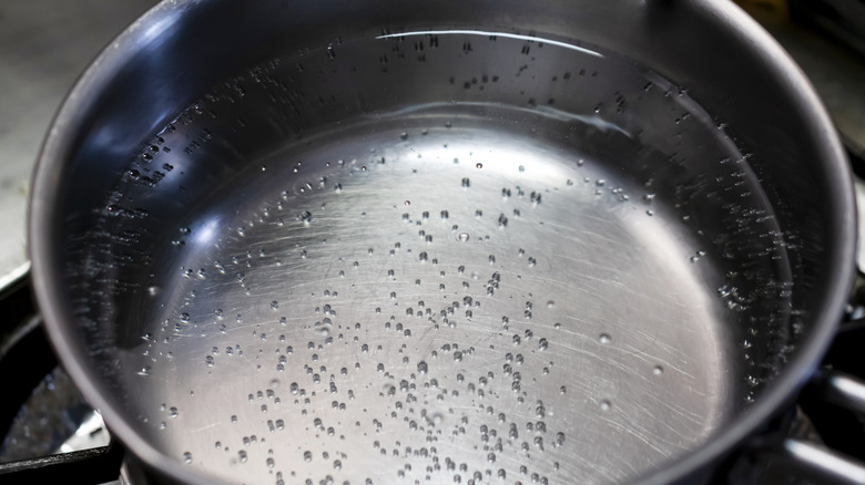 Pot of simmering water