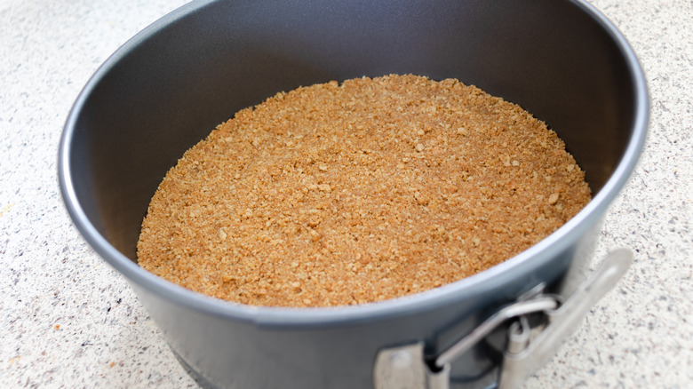 Graham cracker crust in springform pan