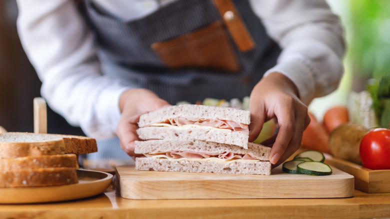 Chef making a sandwich