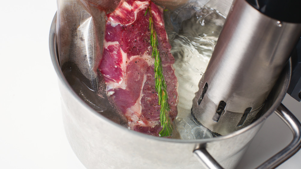 Sous vide meat in a bowl