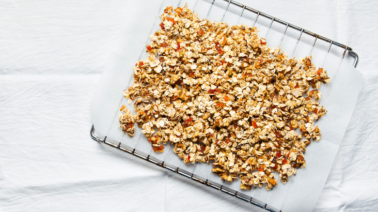 oats on baking sheet