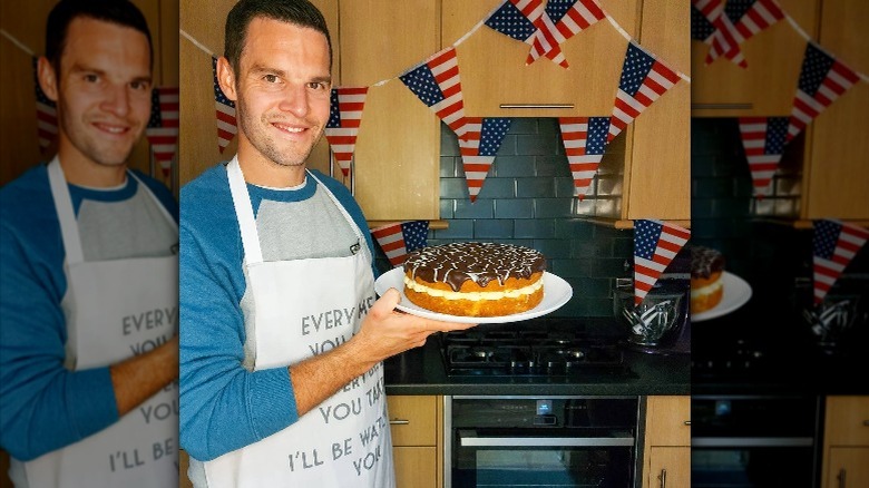 Dave Friday with a chocolate cake