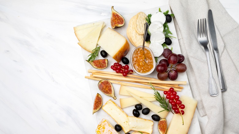 Cheese board on counter