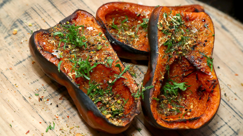 roasted butternut squash halves