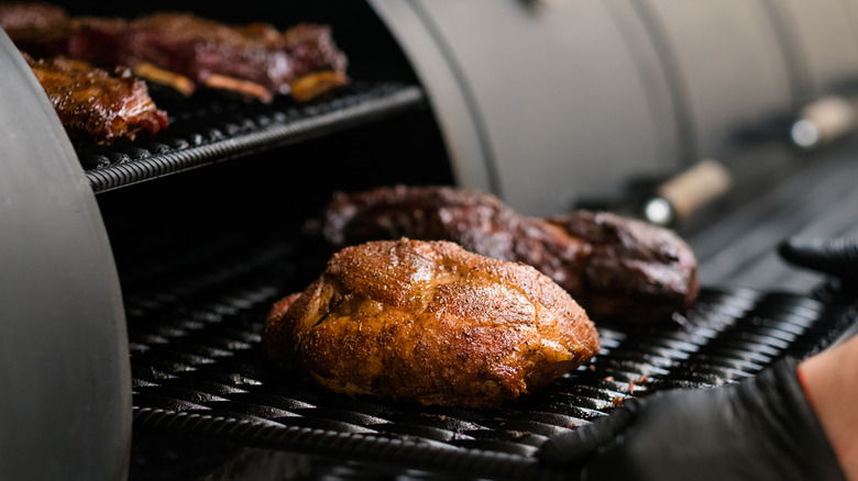 whole chicken in wood smoker