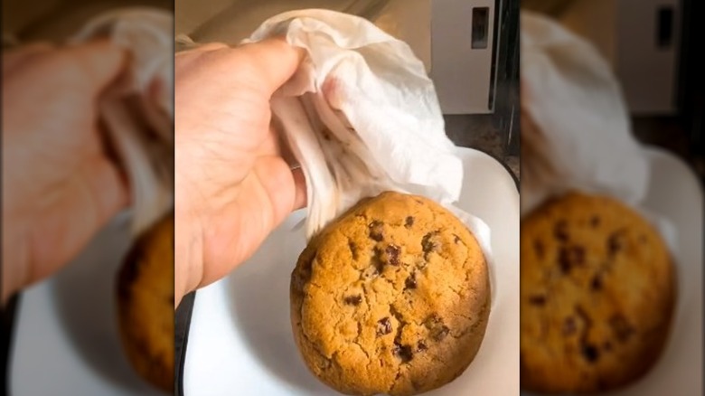 Cookie with damp paper towel